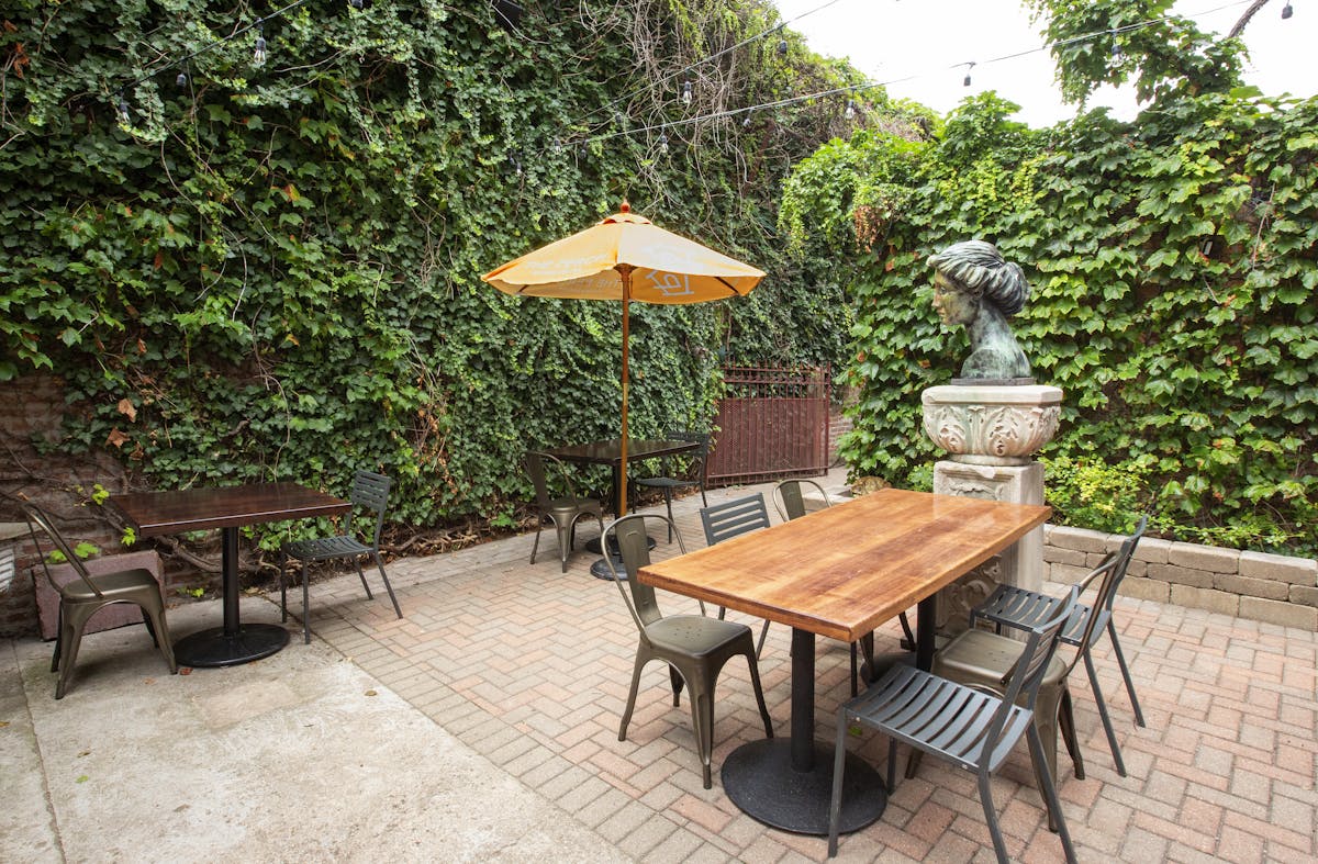 outdoor patio with tables