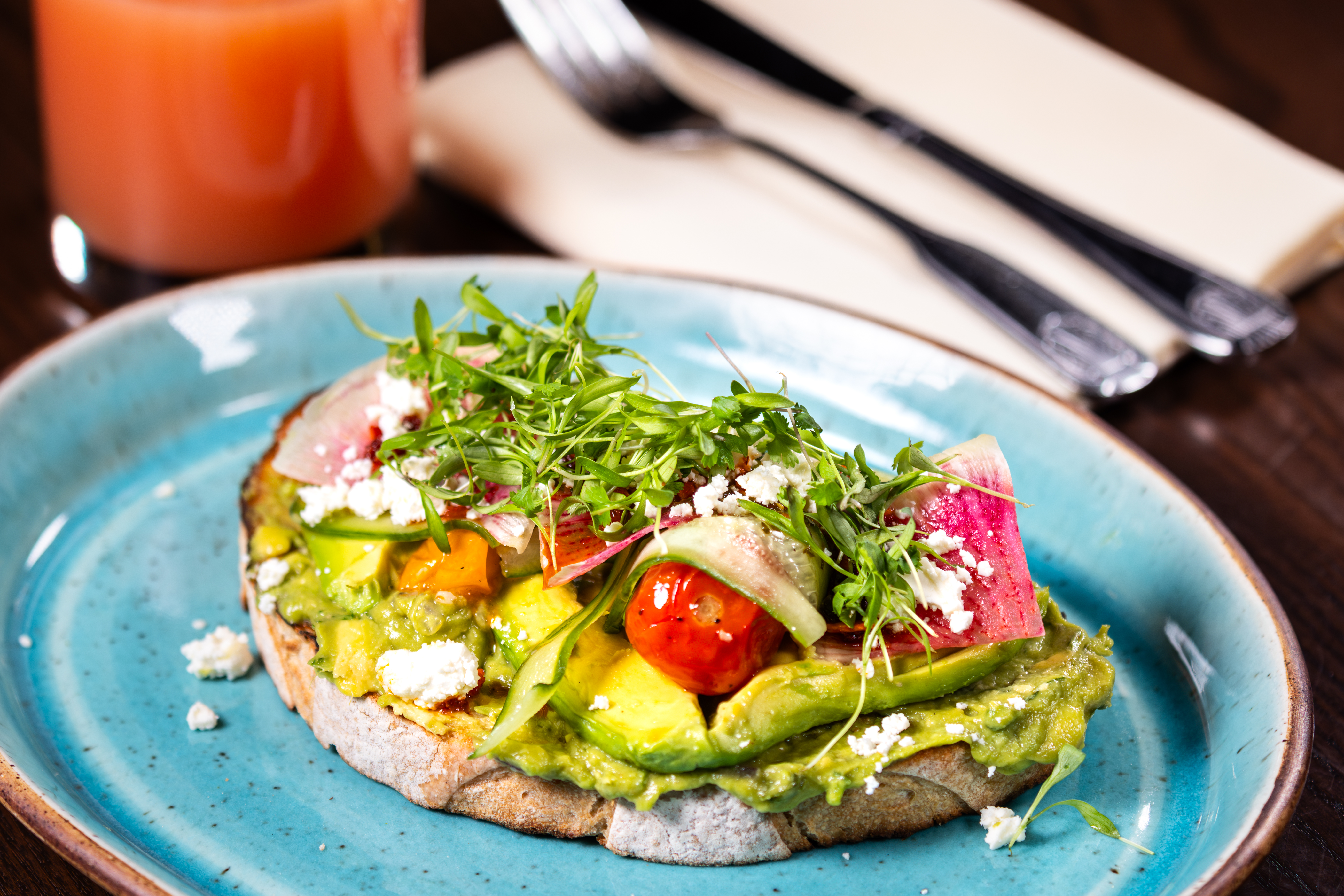 Avocado on toast from Sugarcane, which is a restaurant based in The Venetian Hotel in Las Vegas.