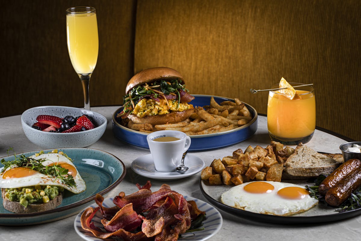 A variety of breakfast dishes