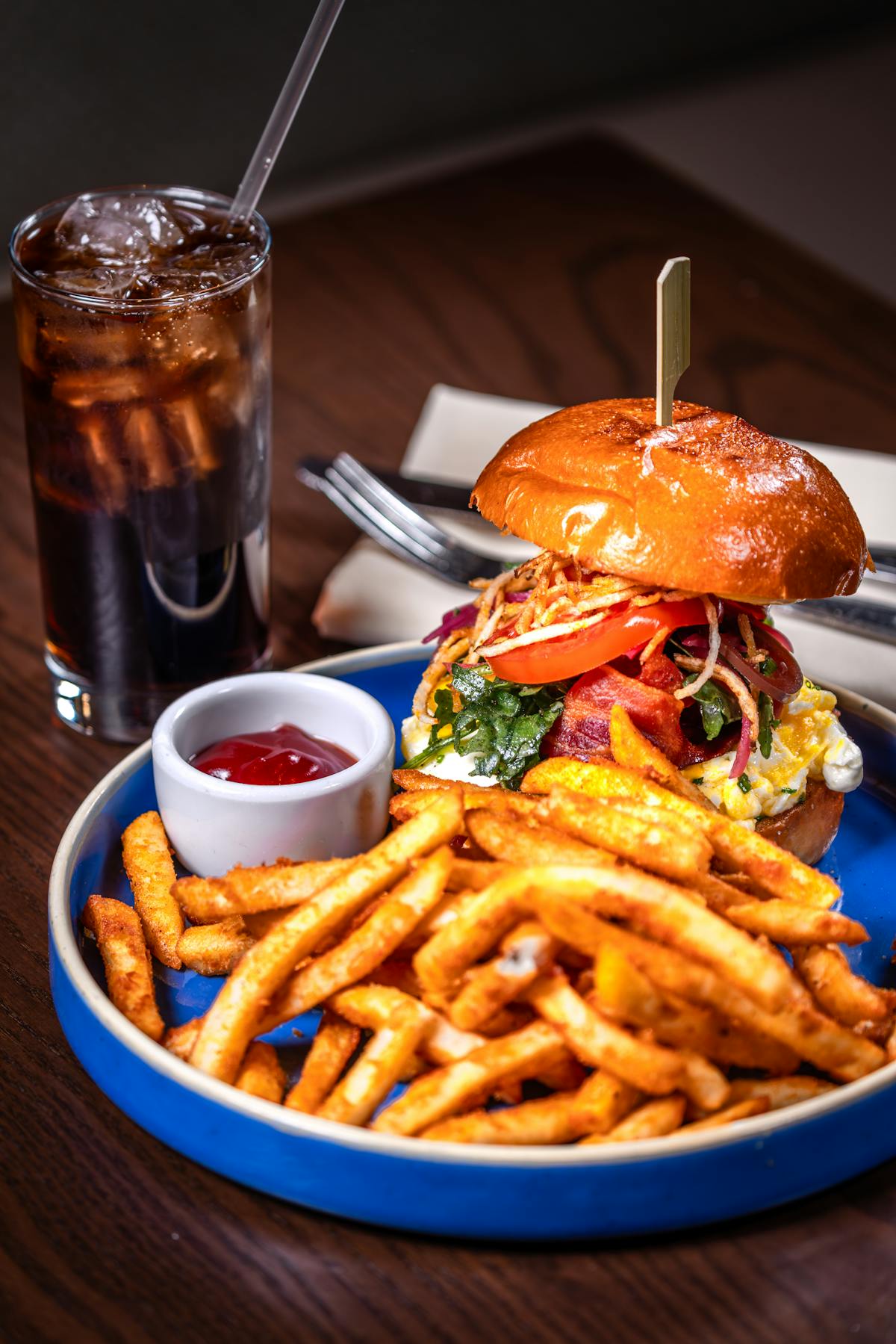 Burger, chips and a drink from Sugarcane, which is a restaurant based in The Venetian Hotel in Las Vegas.