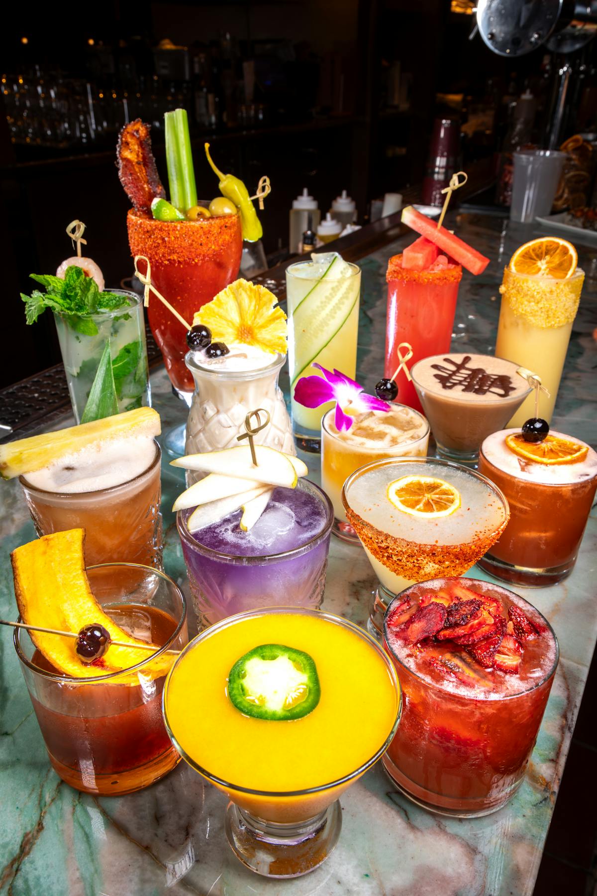 Selection of cocktails from Sugarcane, which is a restaurant based in The Venetian Hotel in Las Vegas.