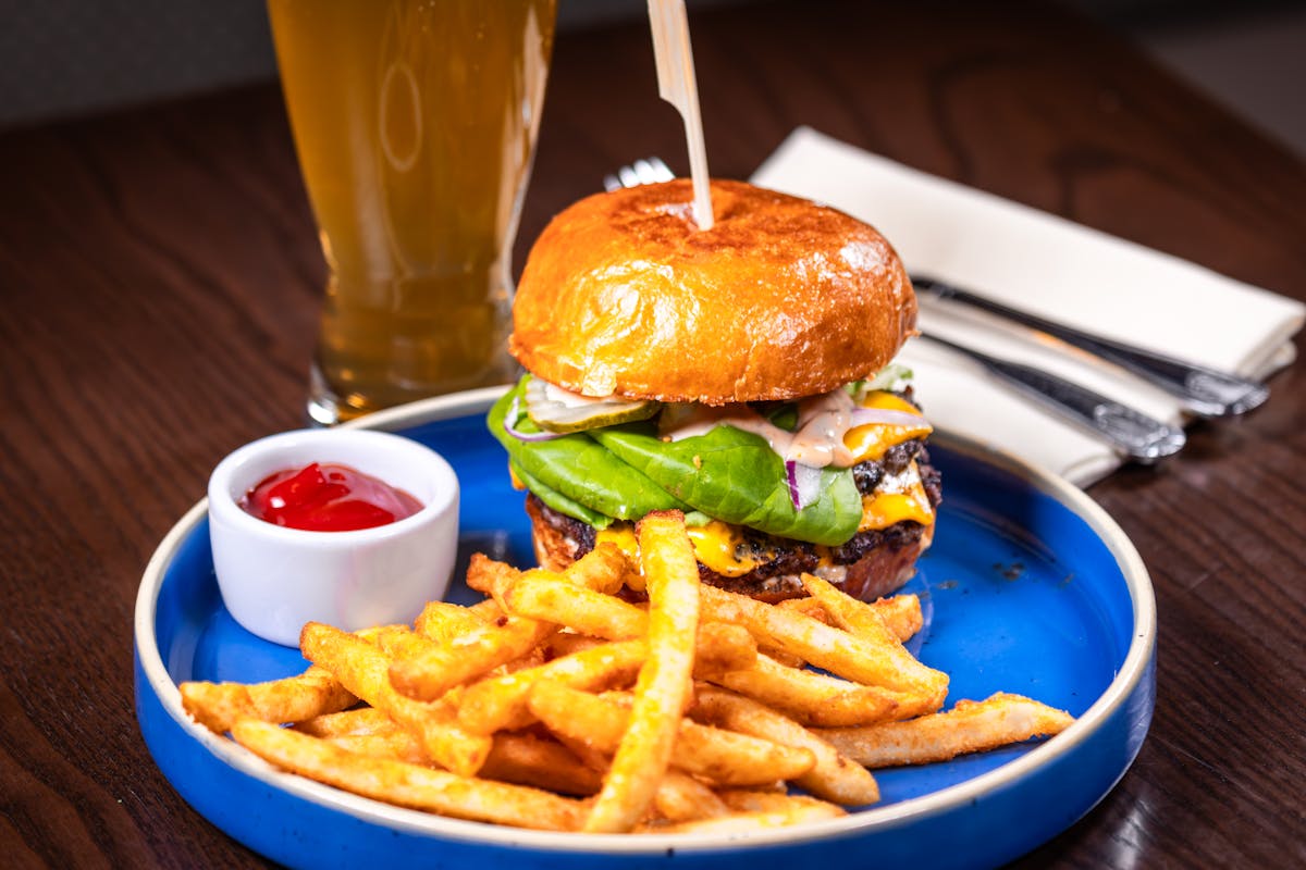 Burger, Chips and a drink from Sugarcane, which is a restaurant based in The Venetian Hotel in Las Vegas.