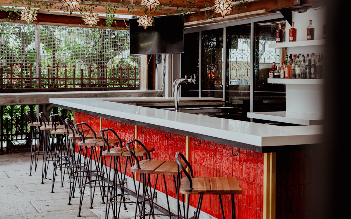 a large bar area