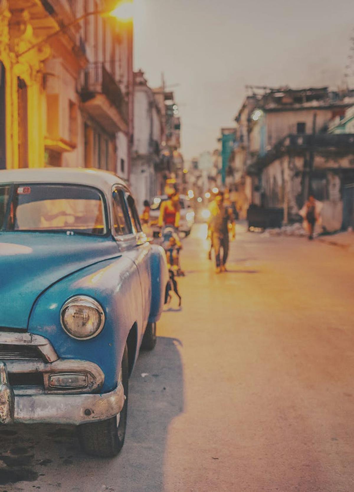 a car parked on a city street