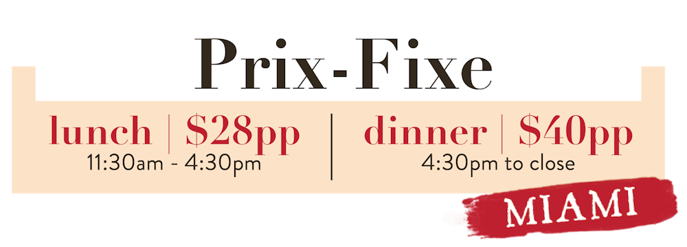 Summer Prix-Fixe Offerings. Lunch $28pp and Dinner $40pp.