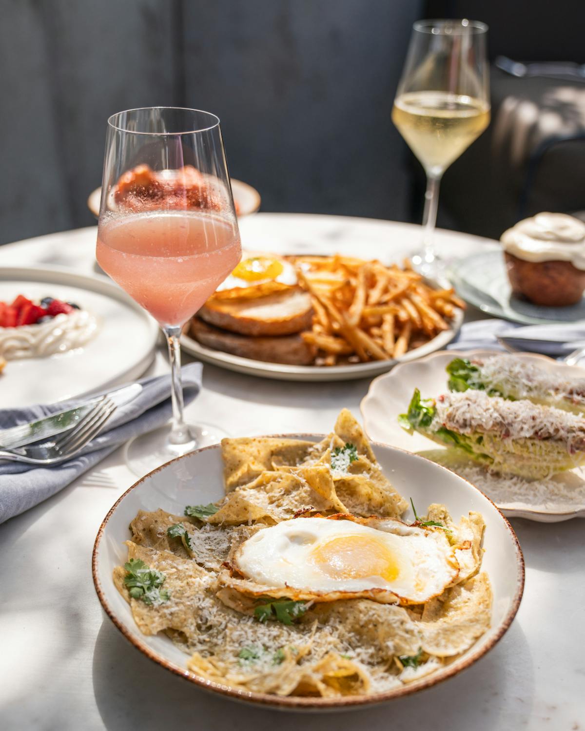 a table topped with plates of food on a plate