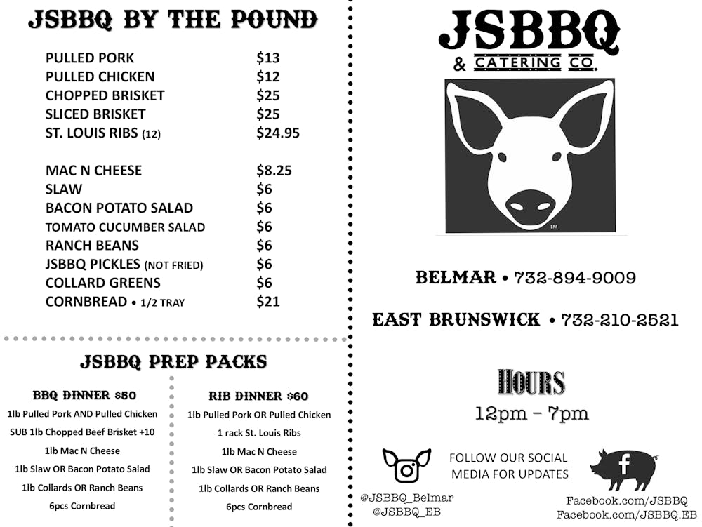 Belmar Menu Jersey Shore Bbq