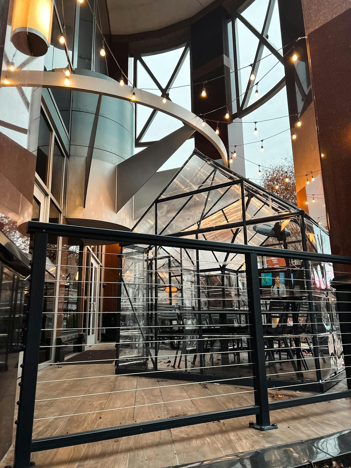 a building with a metal tower