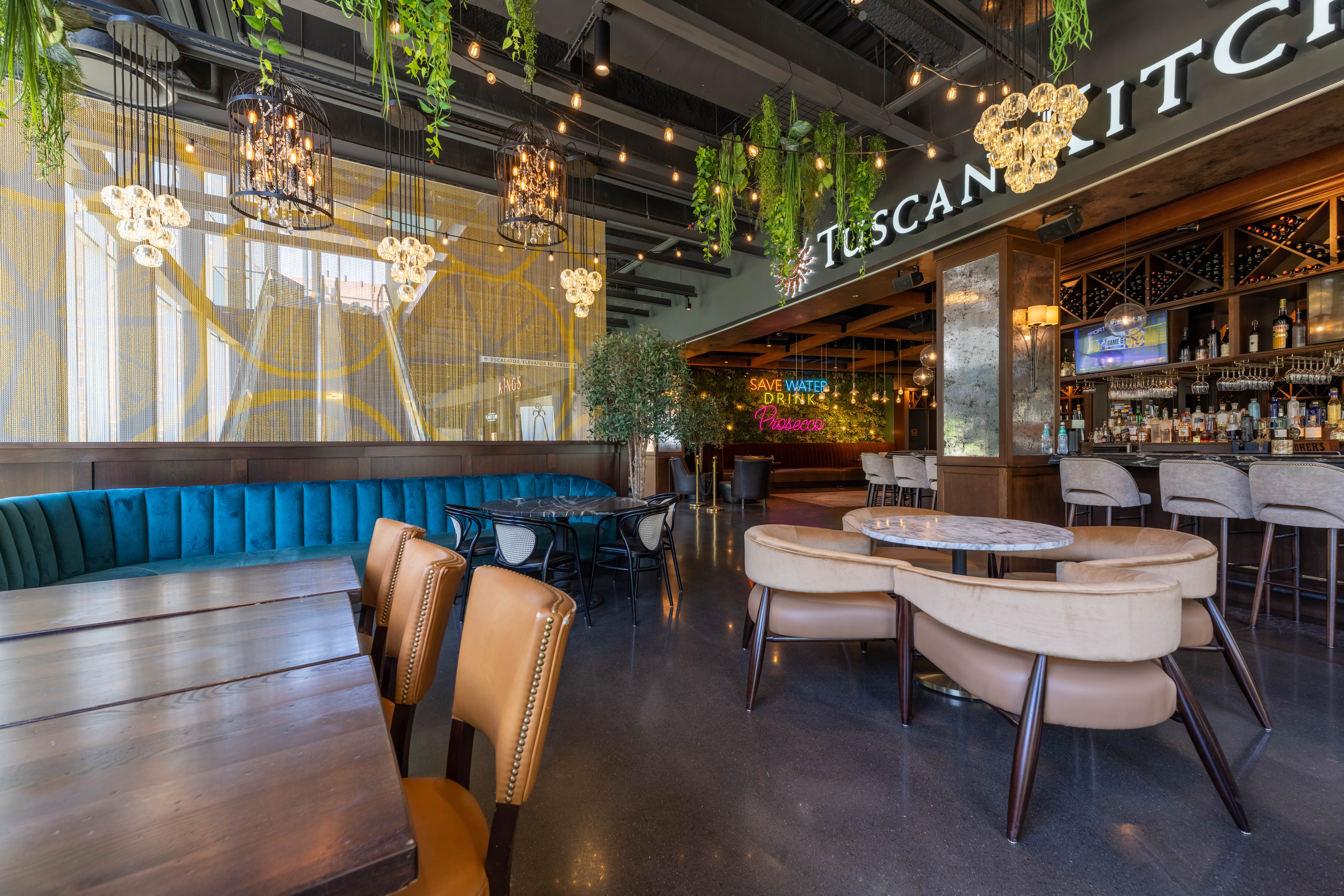 a restaurant with tables and chairs