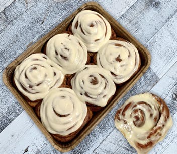 cinnamon rolls baked from scratch with cream cheese icing