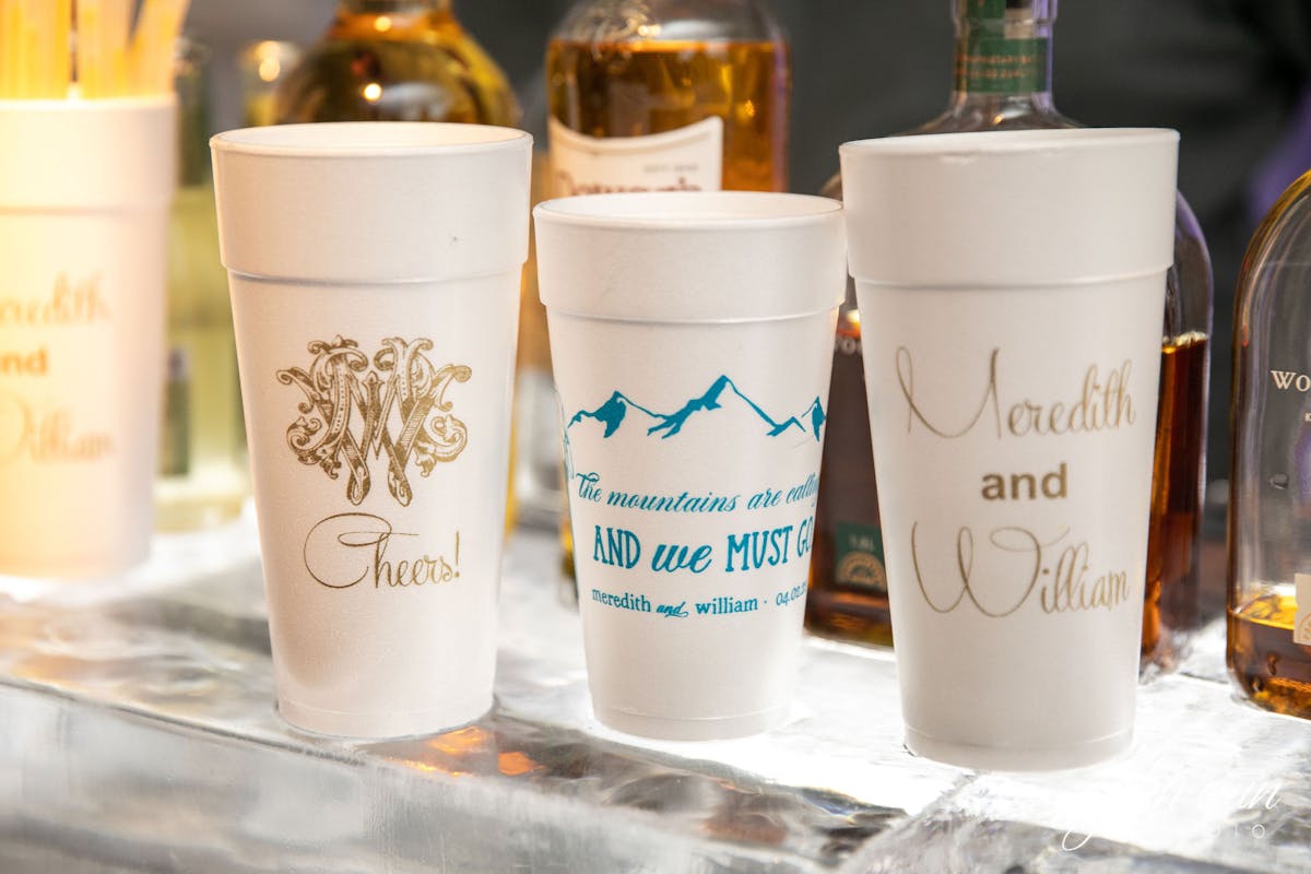 Larkspur Vail Winter Wedding Venue Colorado Disposable Custom Cups