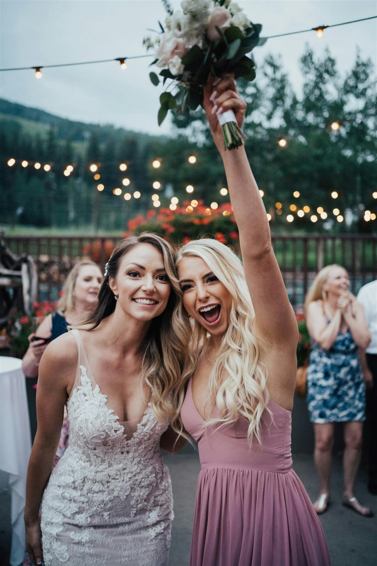 Larkspur Wedding Venue Vail Colorado Mountain Wedding Bouquet Toss