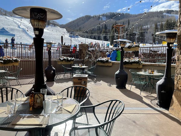 Larkspur Vail Colorado Mountainside patio Outdoor Dining Space