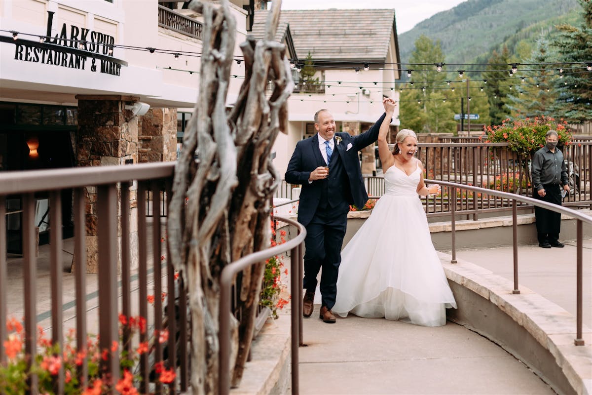 Larkspur Wedding Venue Vail Colorado Mountain Wedding Bride and Groom Introduction
