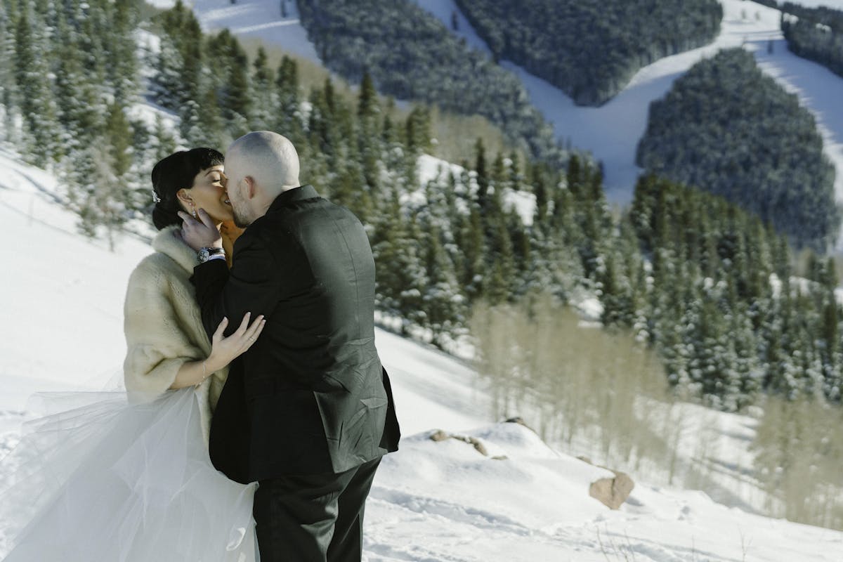 Larkspur Vail Winter Wedding Venue Colorado on top Vail Mountain