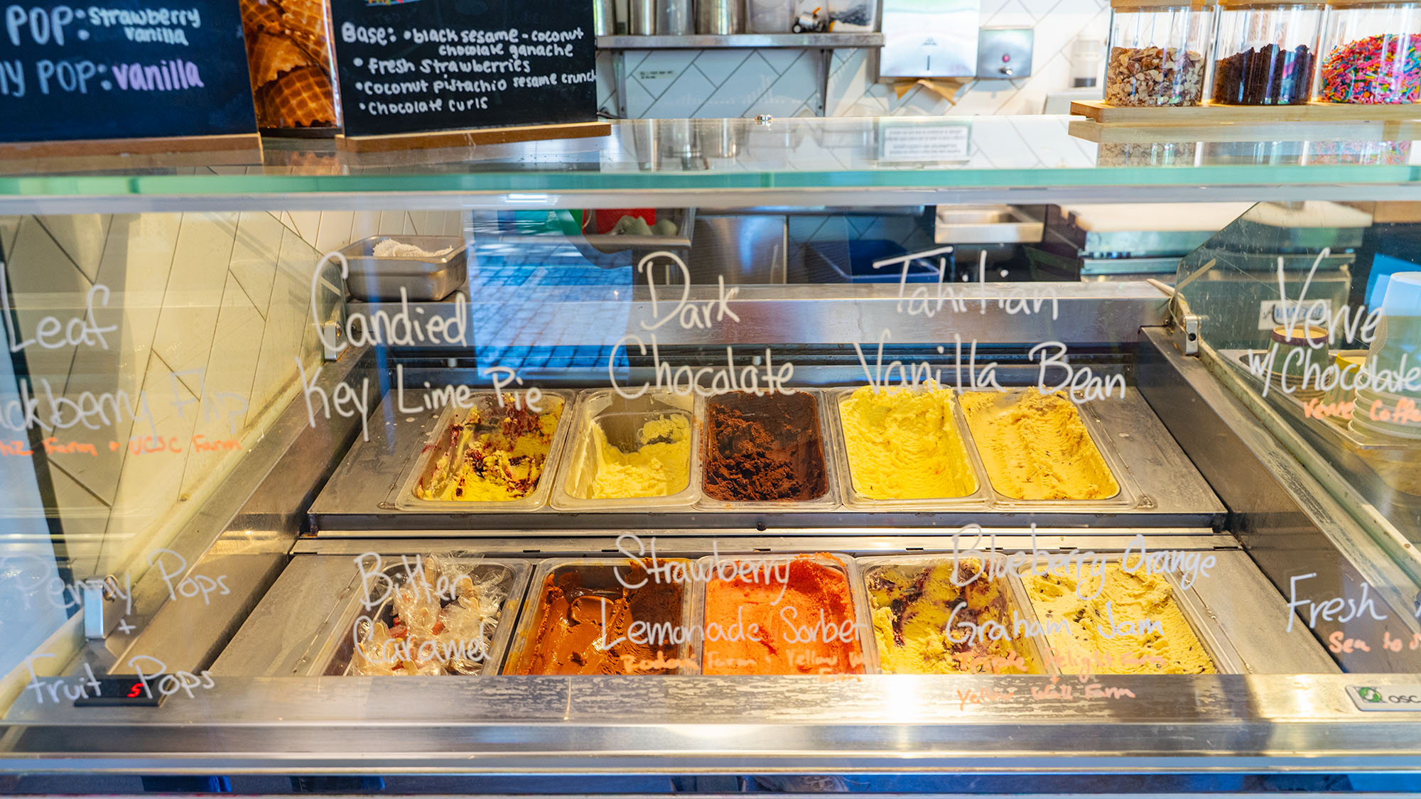 ice cream in a display case