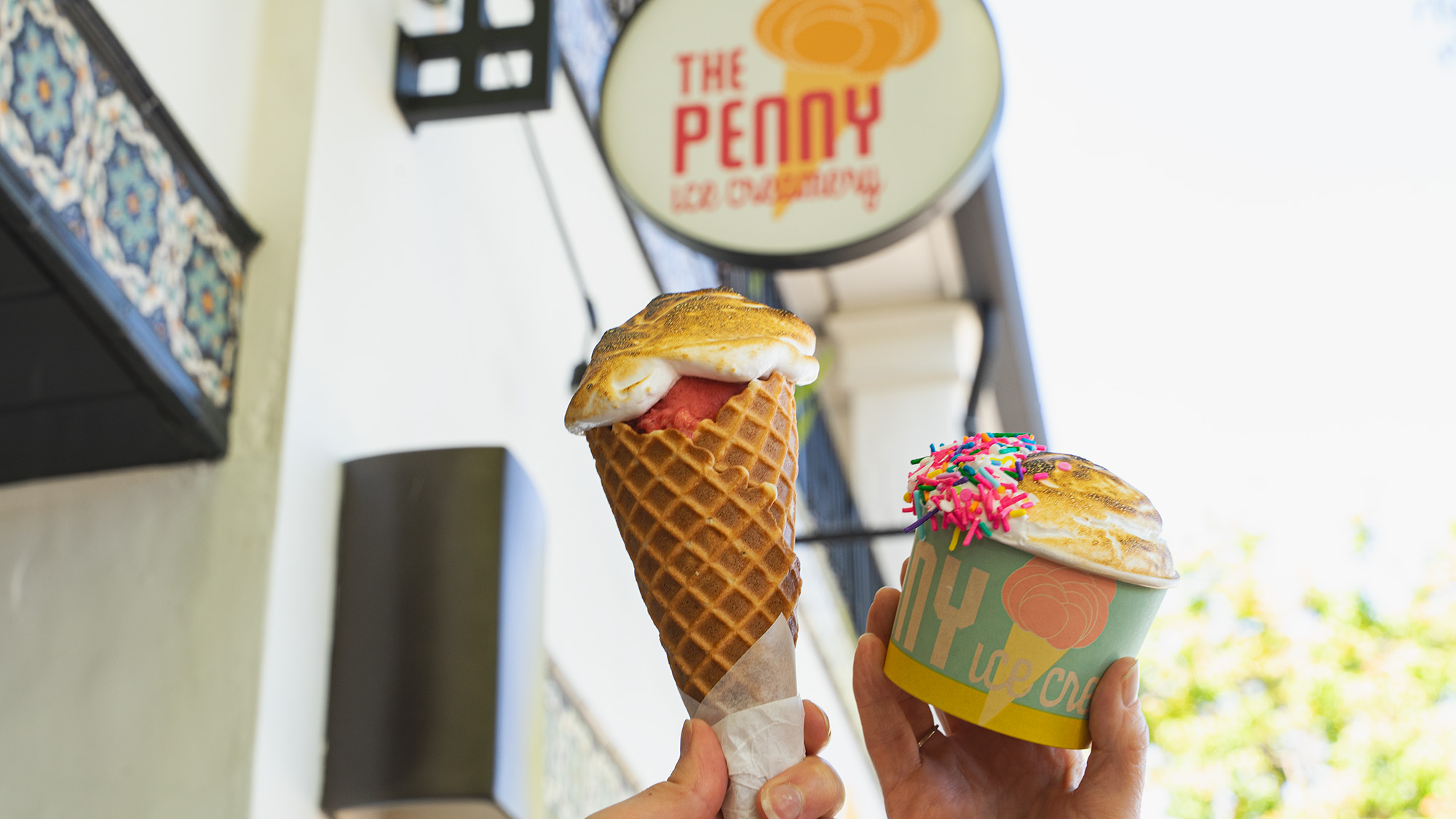 ice cream in a cone and in a cup
