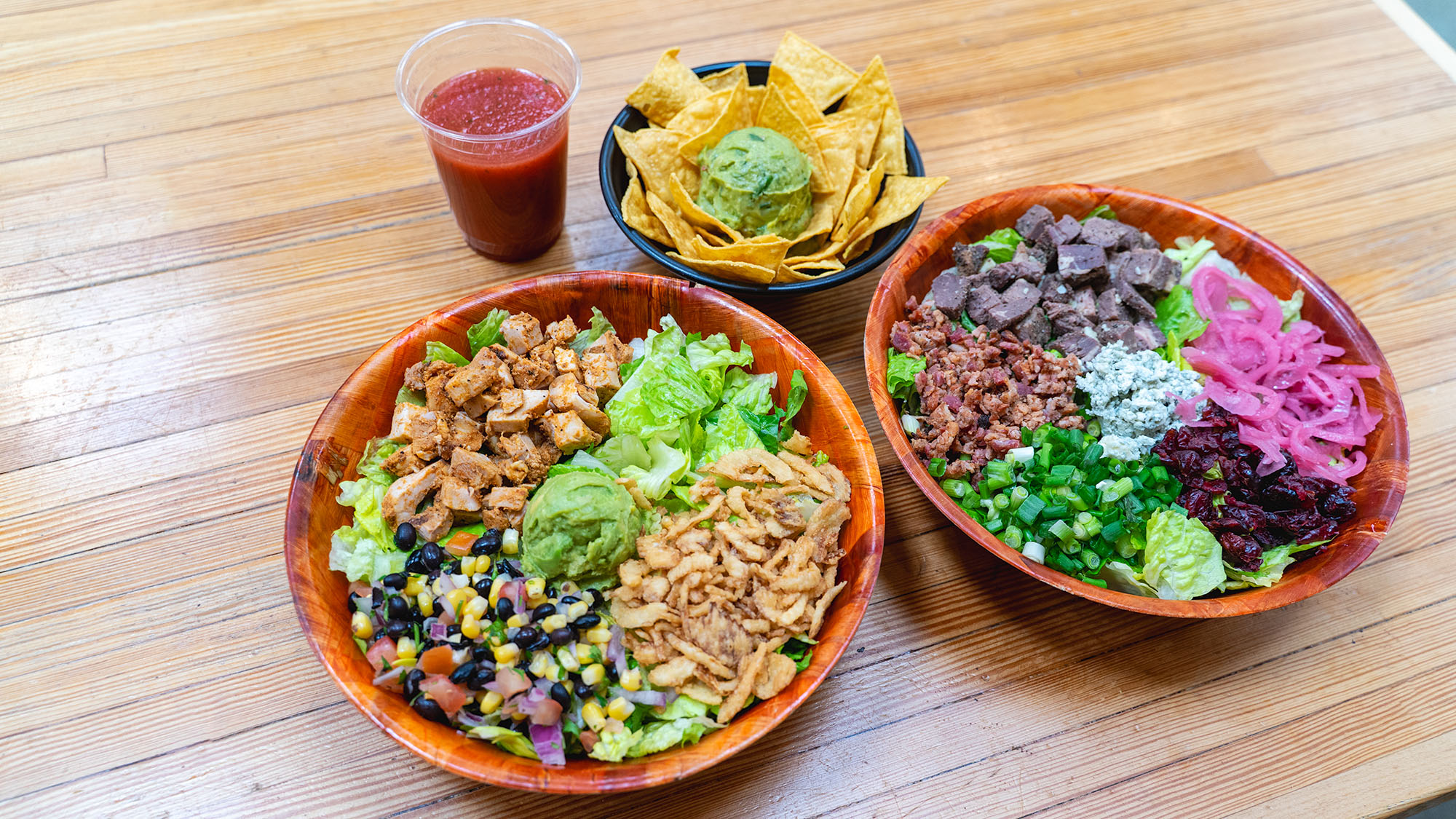 fresh salads in bowls