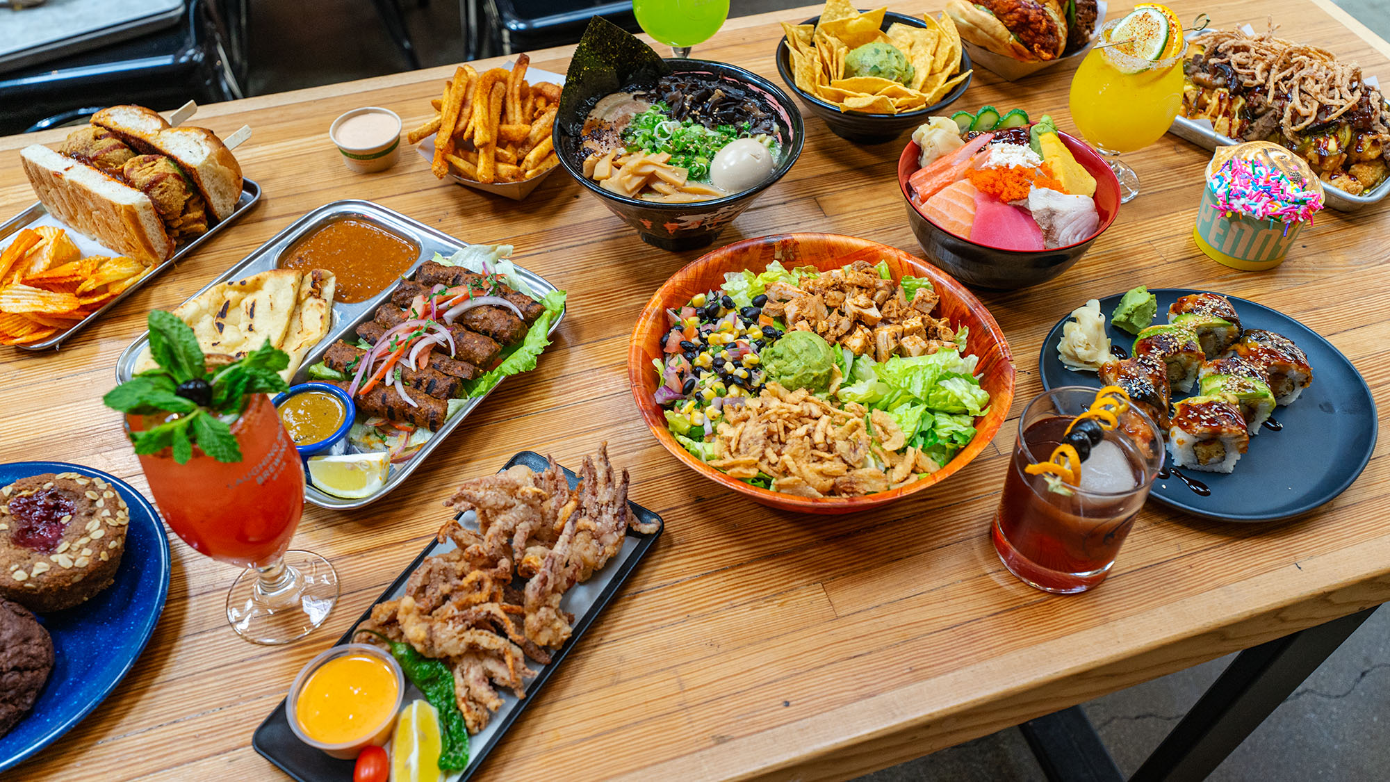 a table with food on it