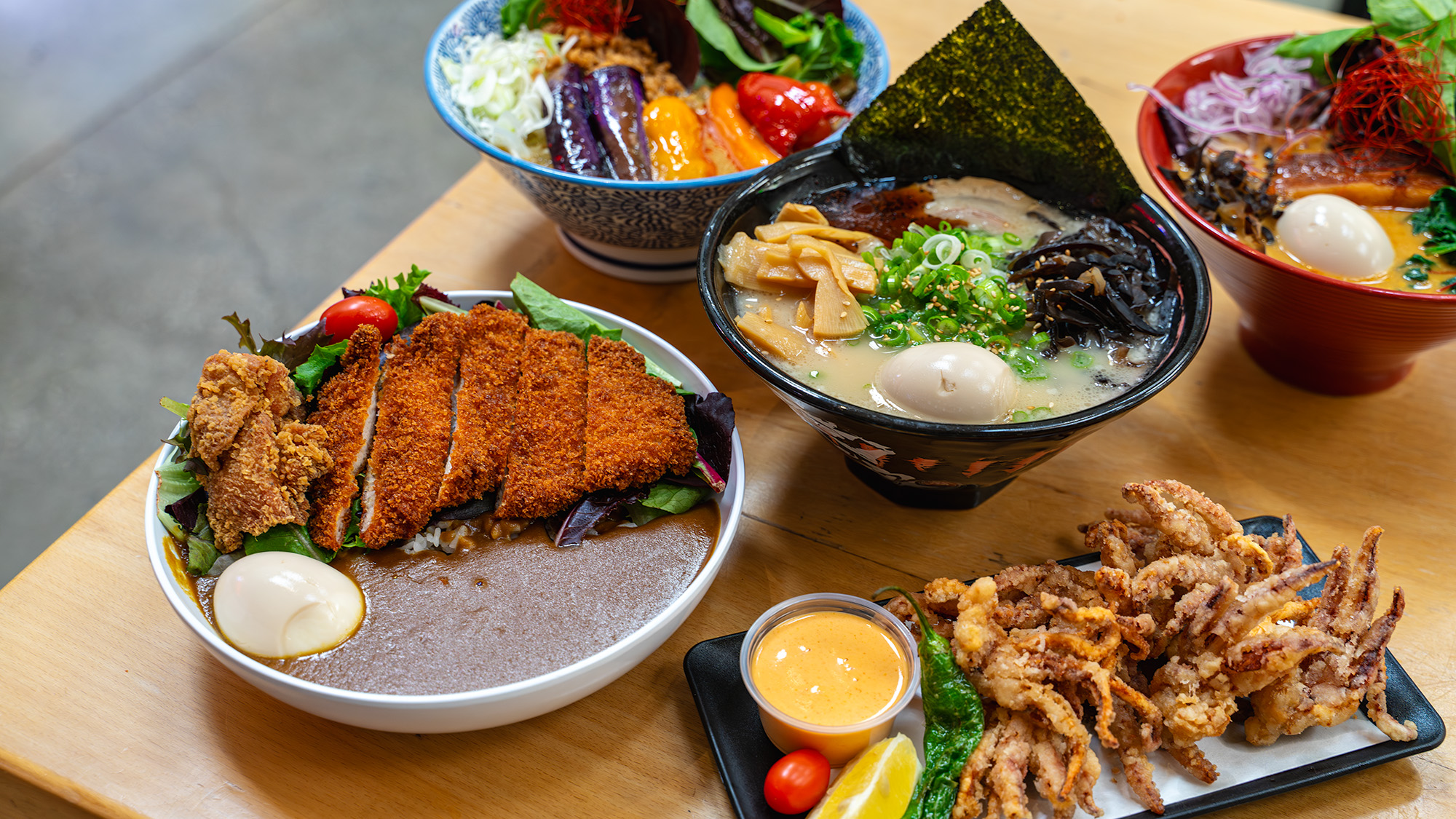 ramen and chicken curry