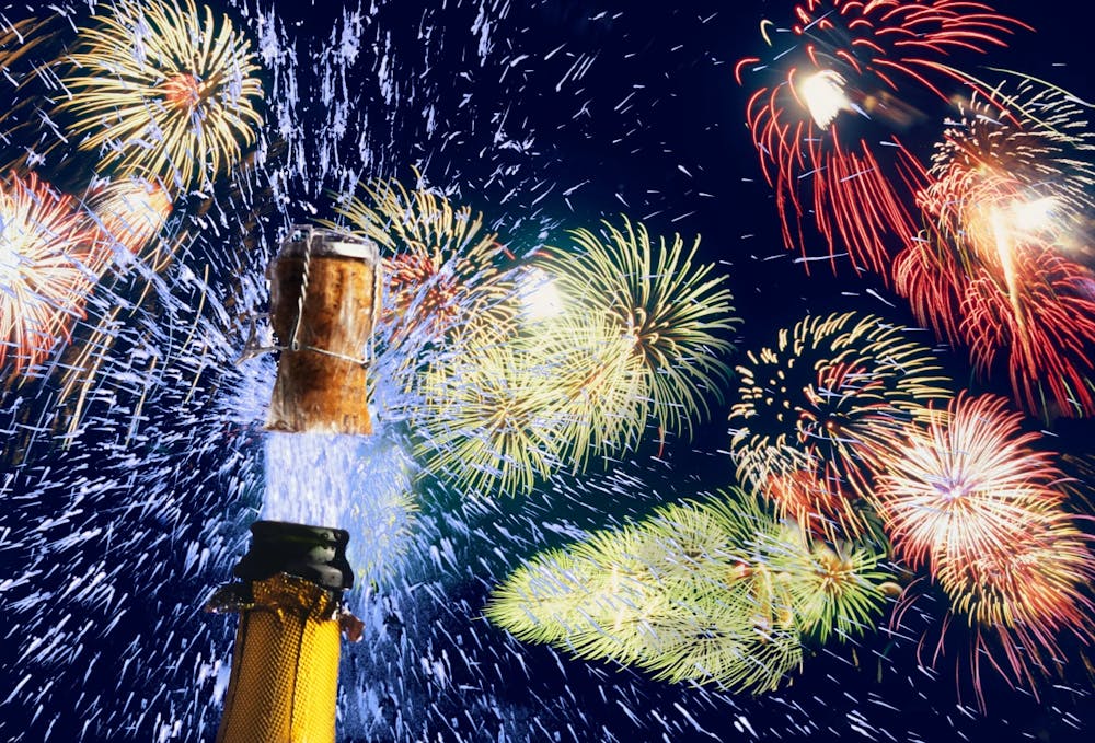 a group of fireworks in the sky