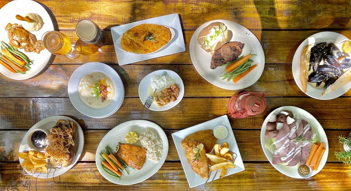 a table of pub fare