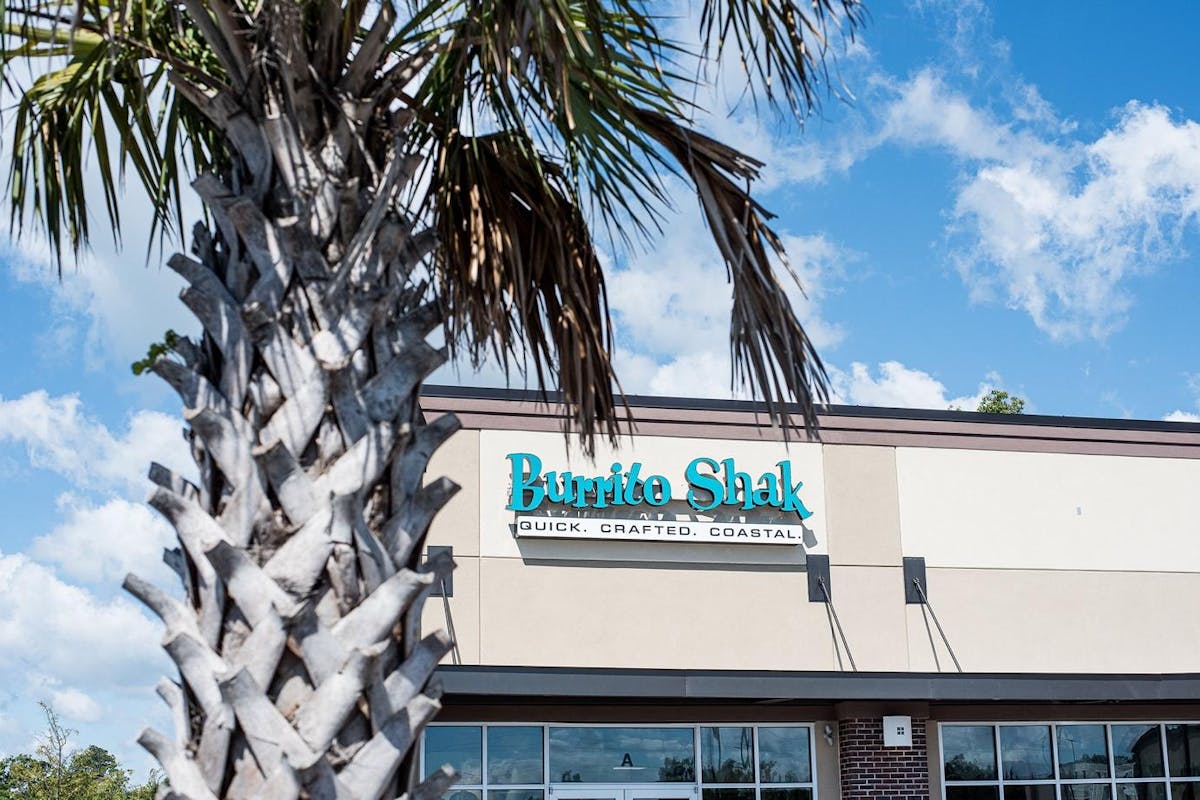 a palm tree in front of a building