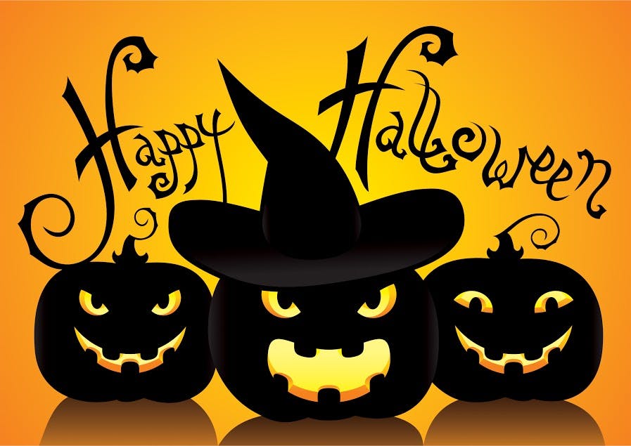 a black and orange halloween illustration