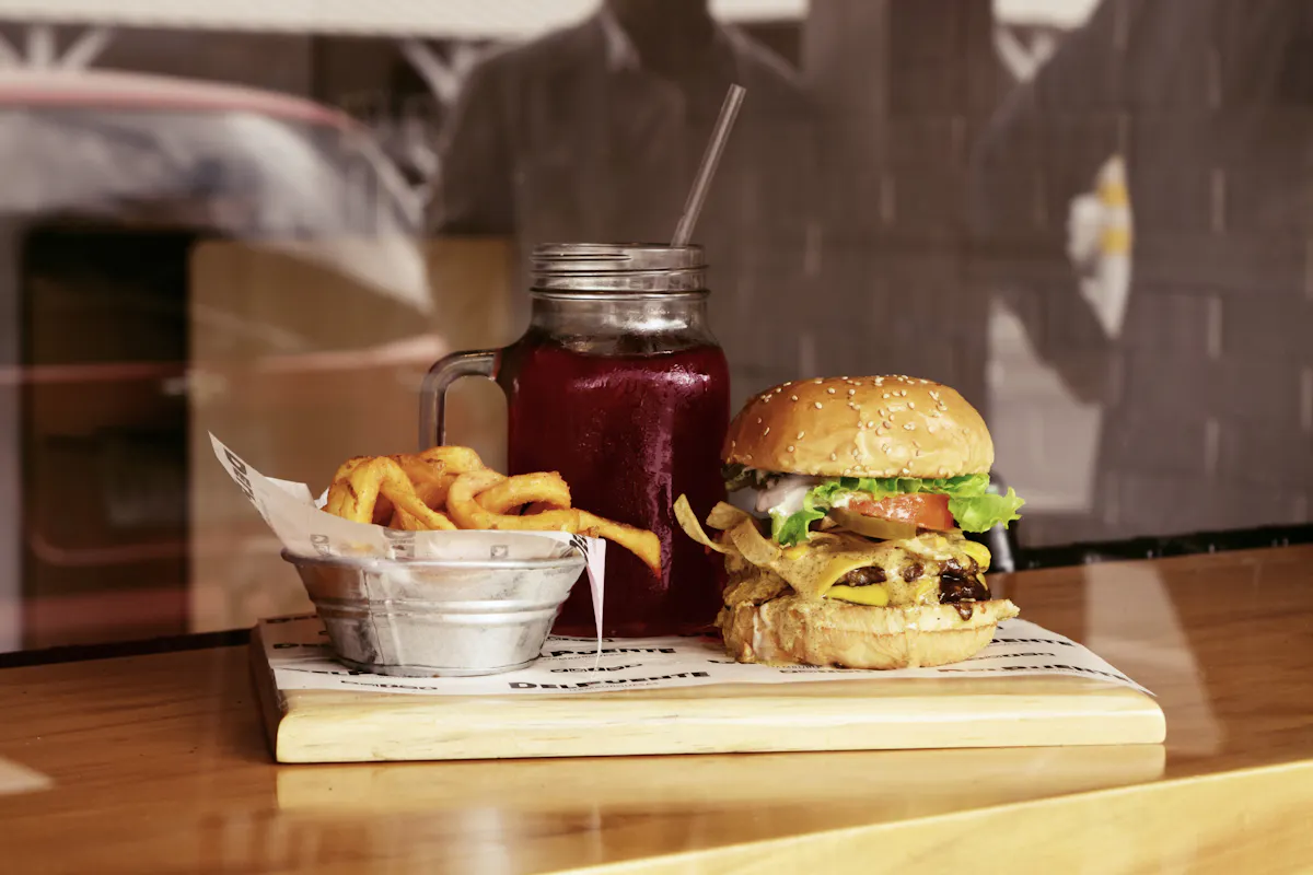 burger and fries on a tray