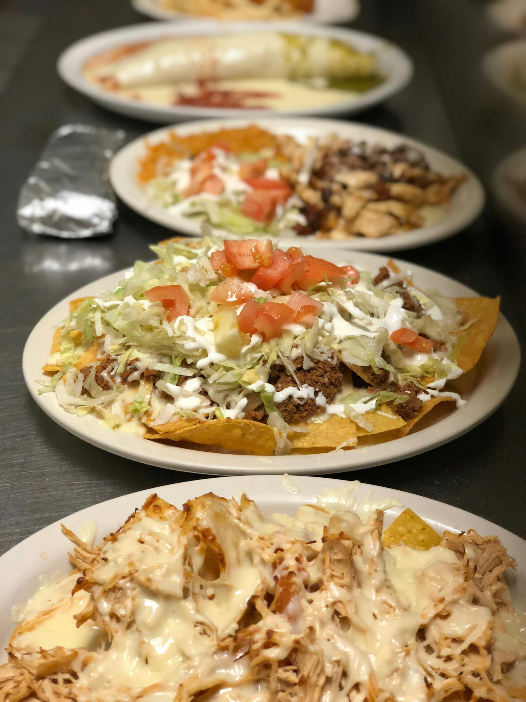 chips with coleslaw and ground beef