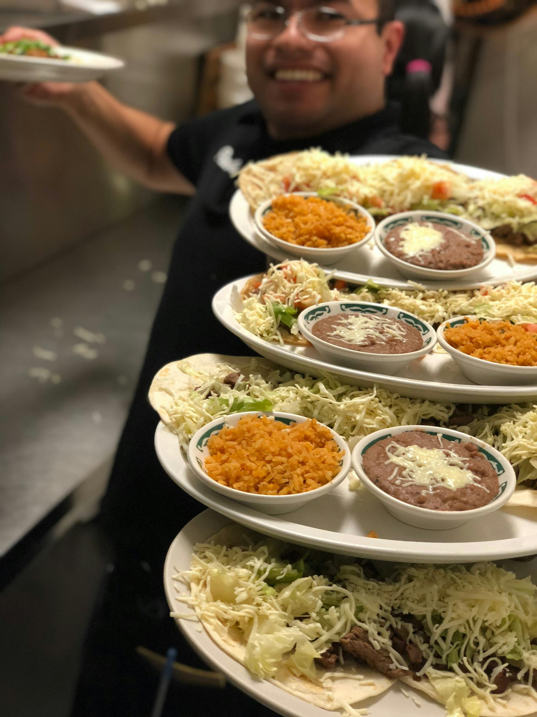 tacos with rice and beans