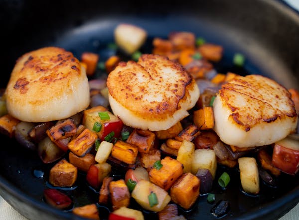 a pan filled with food