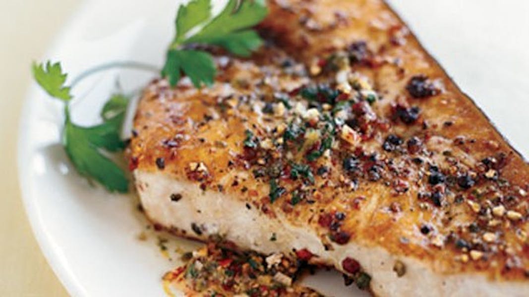 Roasted Swordfish Fillets with Peppercorn Medley Recipe Pescatore