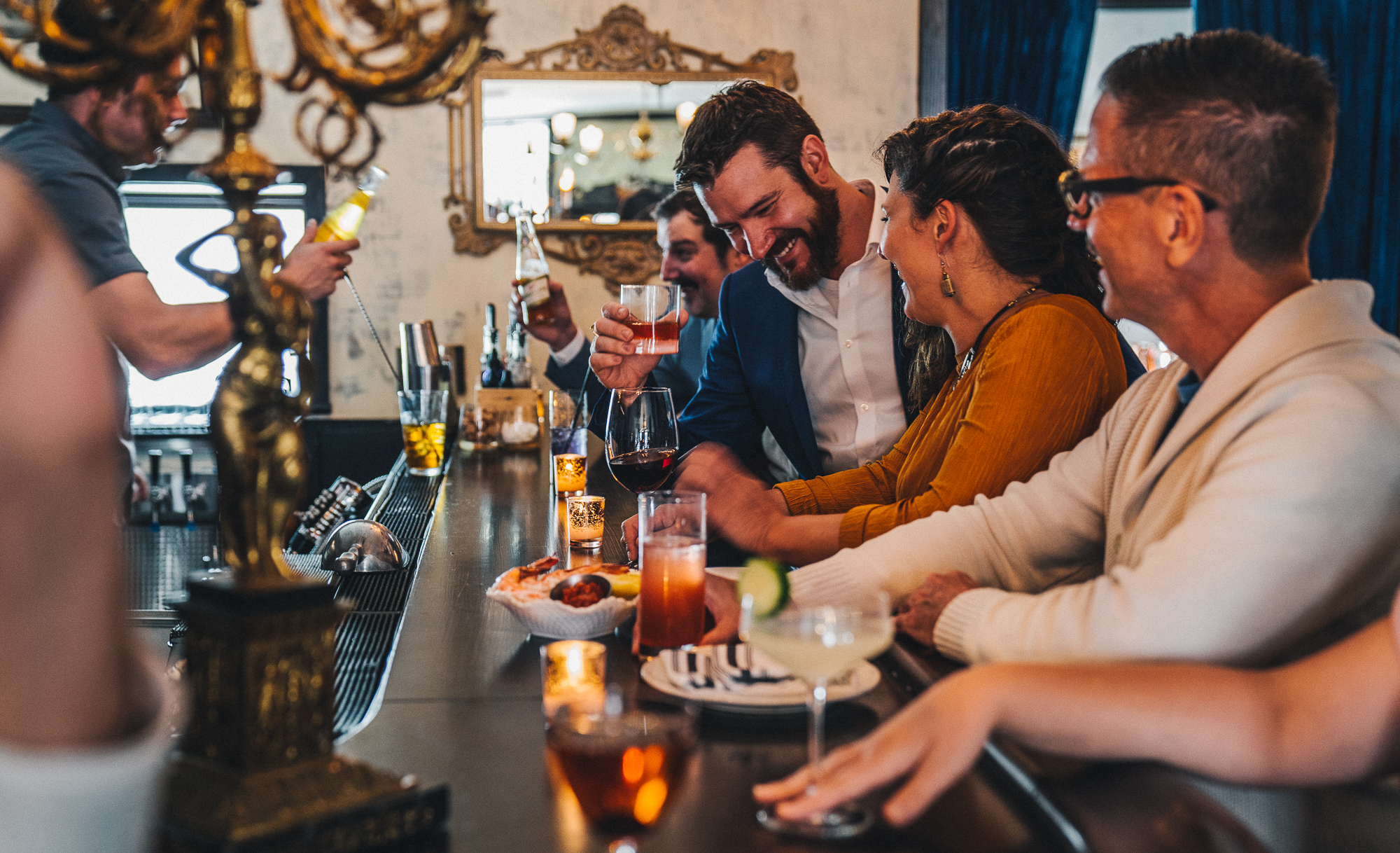 a group of people sitting at a table