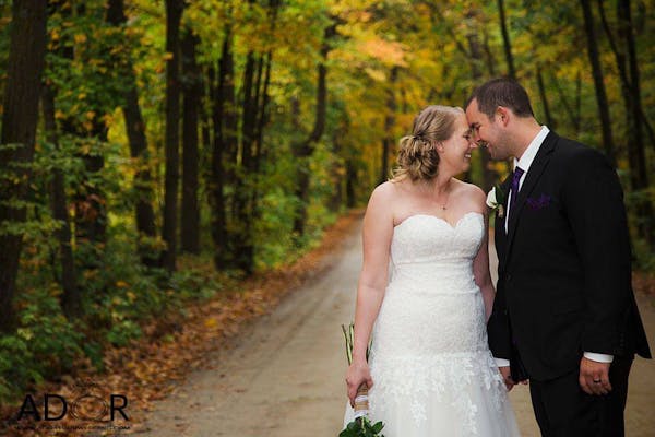 a man and a woman in a wedding dress