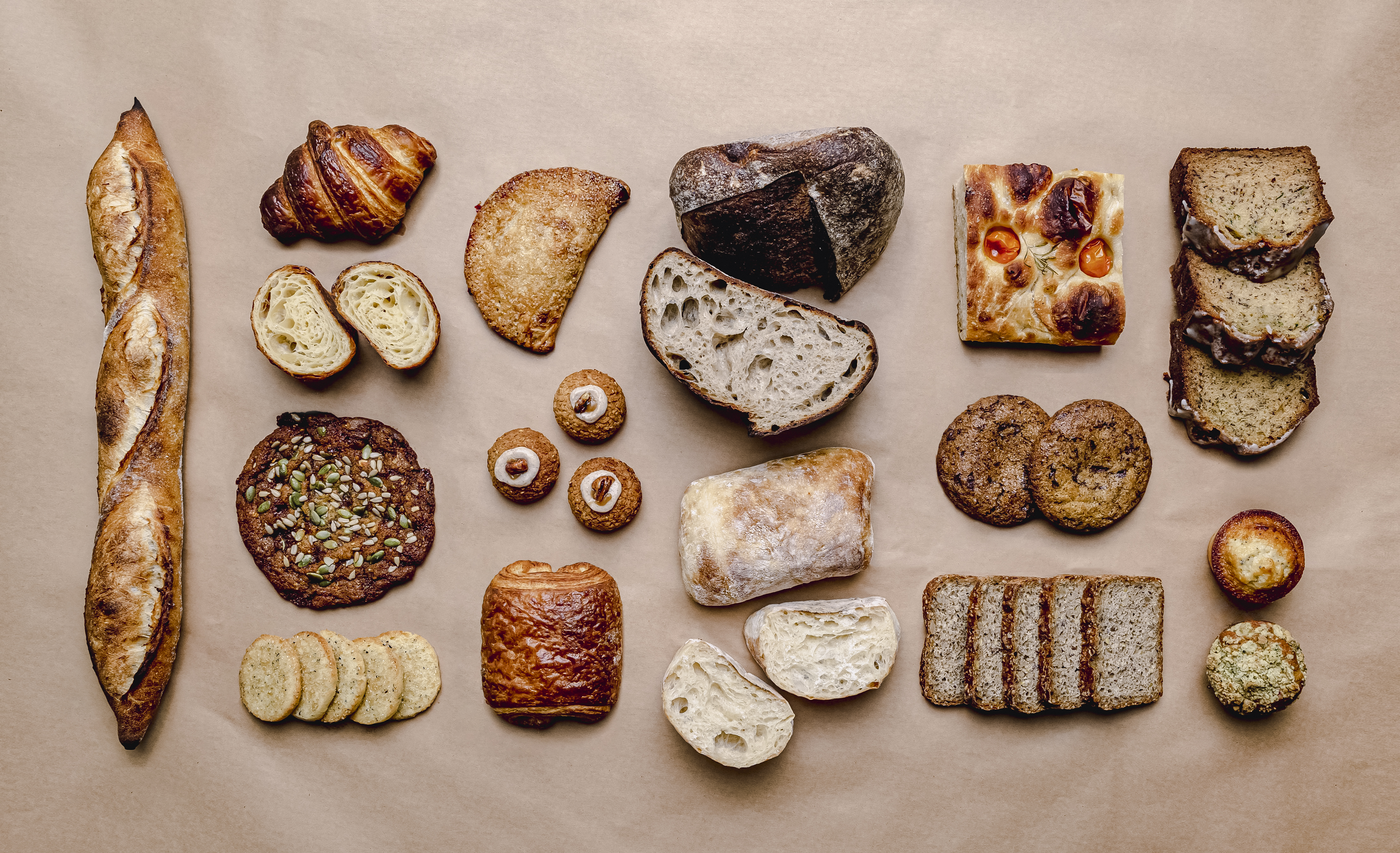 a bunch of different types of food