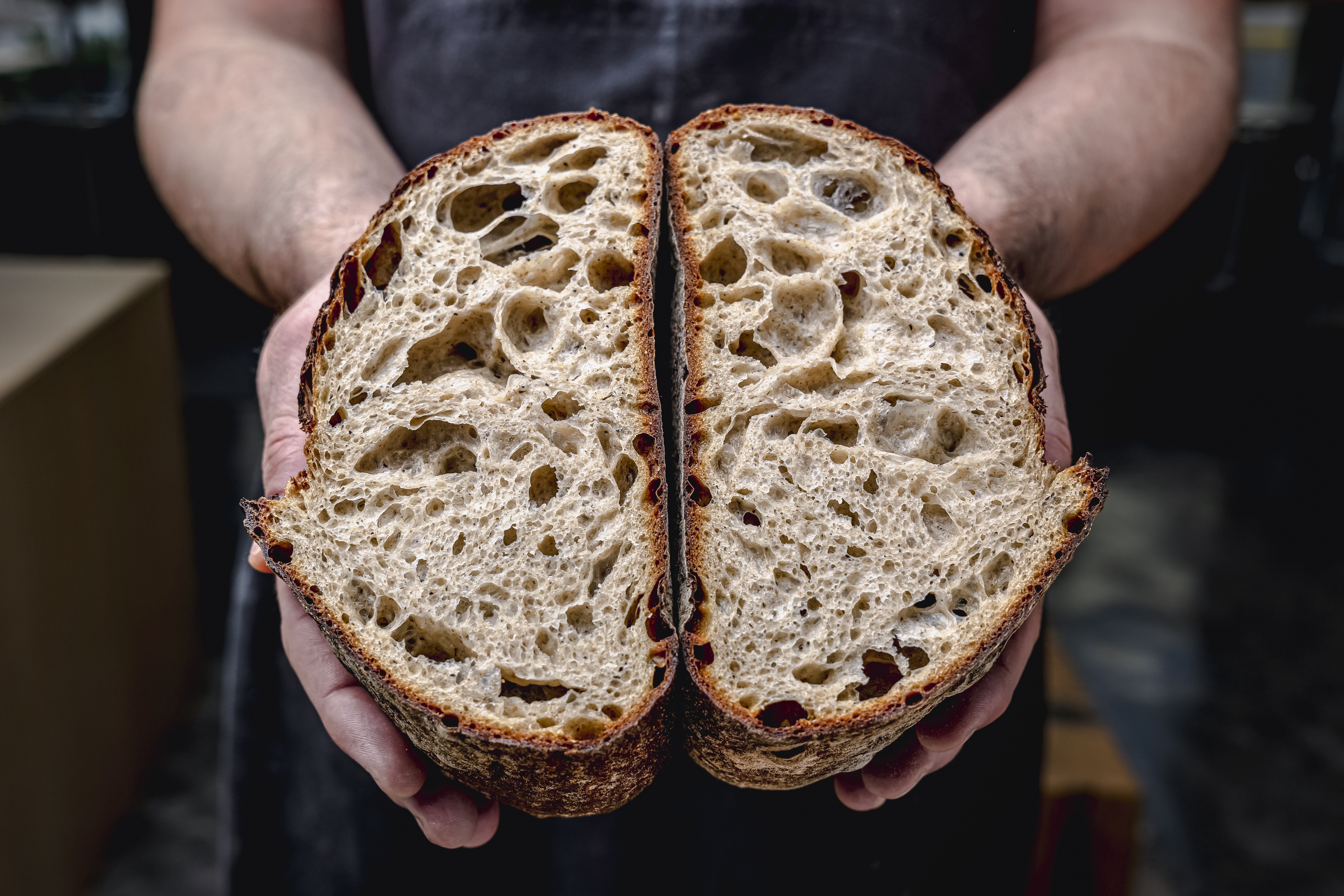 a close up of a person holding a piece of bread