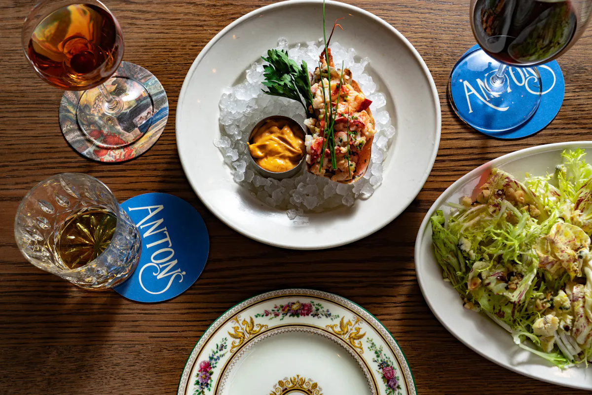 Anton's place setting with lobster salad