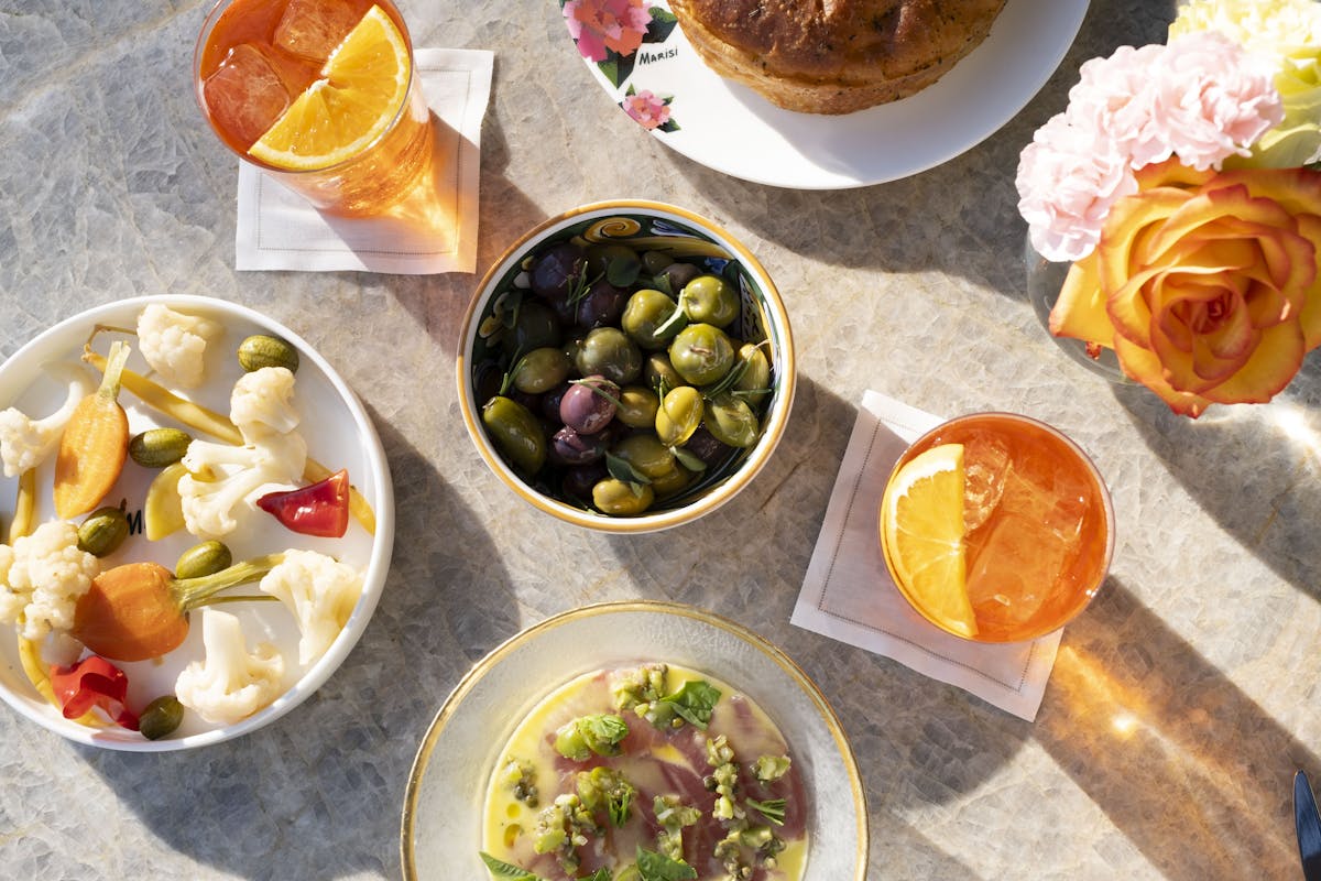 spread of bites and cocktails
