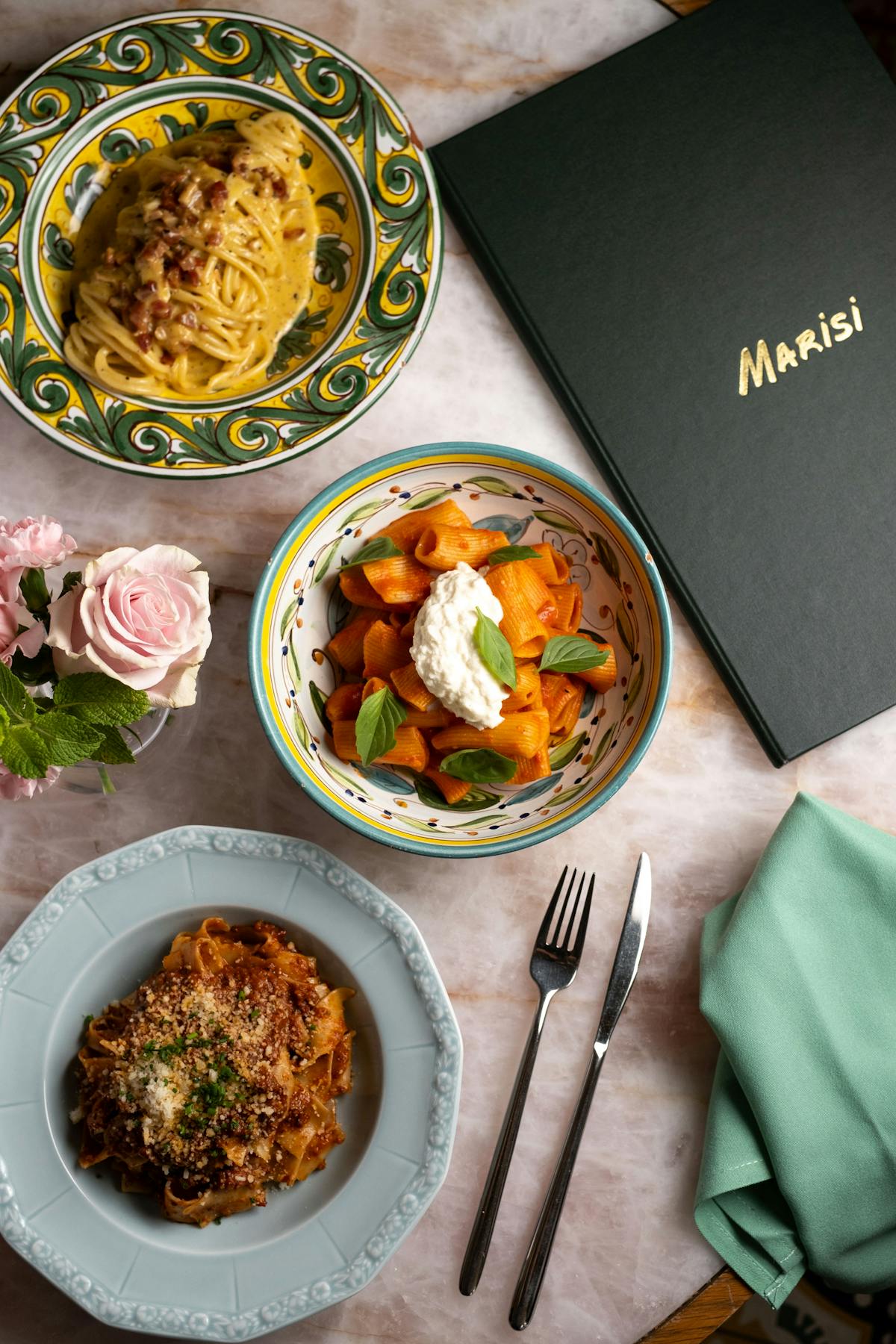 table of pasta