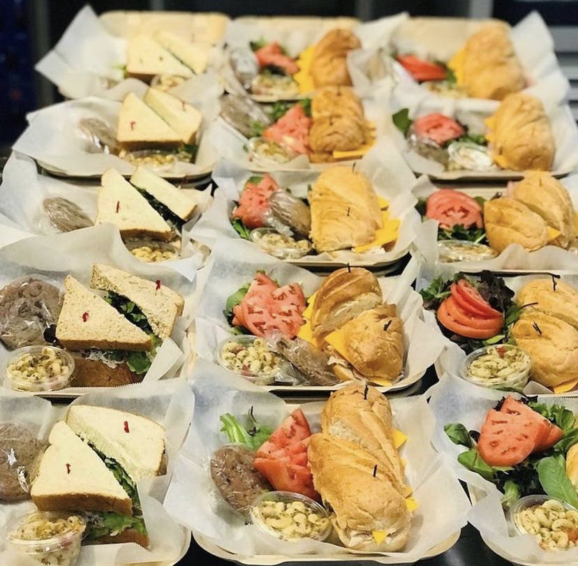 a close up of many different types of food