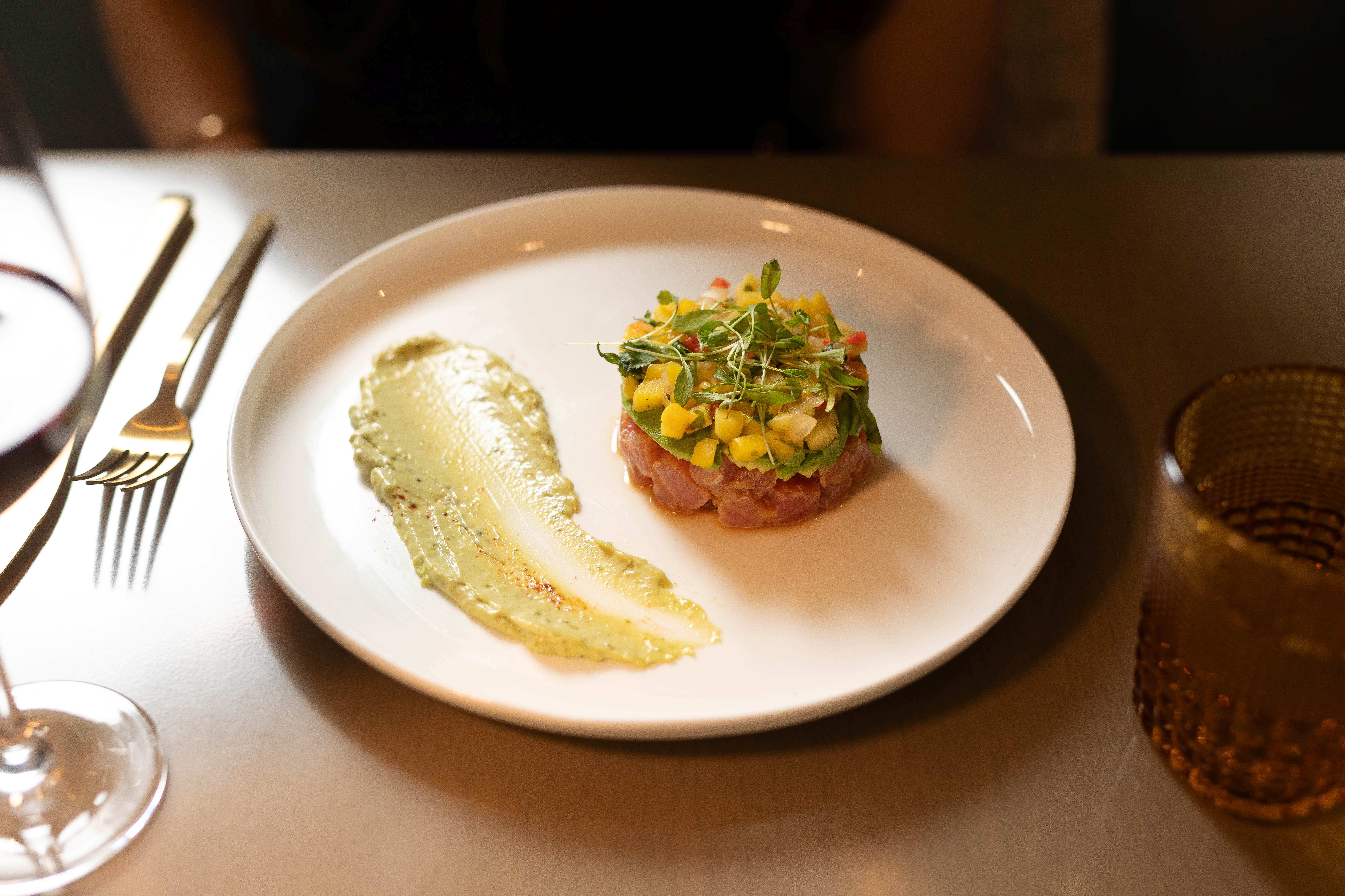 plate of tuna tartare with an elegant garnish