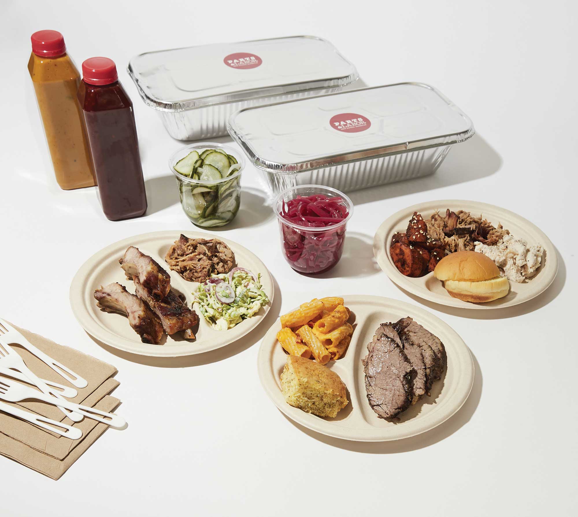 a table topped with plates of food on a plate