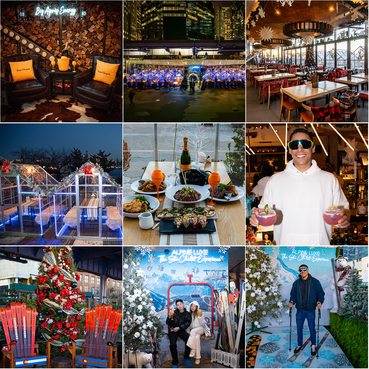 Collage of Alpine Luxe après-ski chalet experience at Industry Kitchen