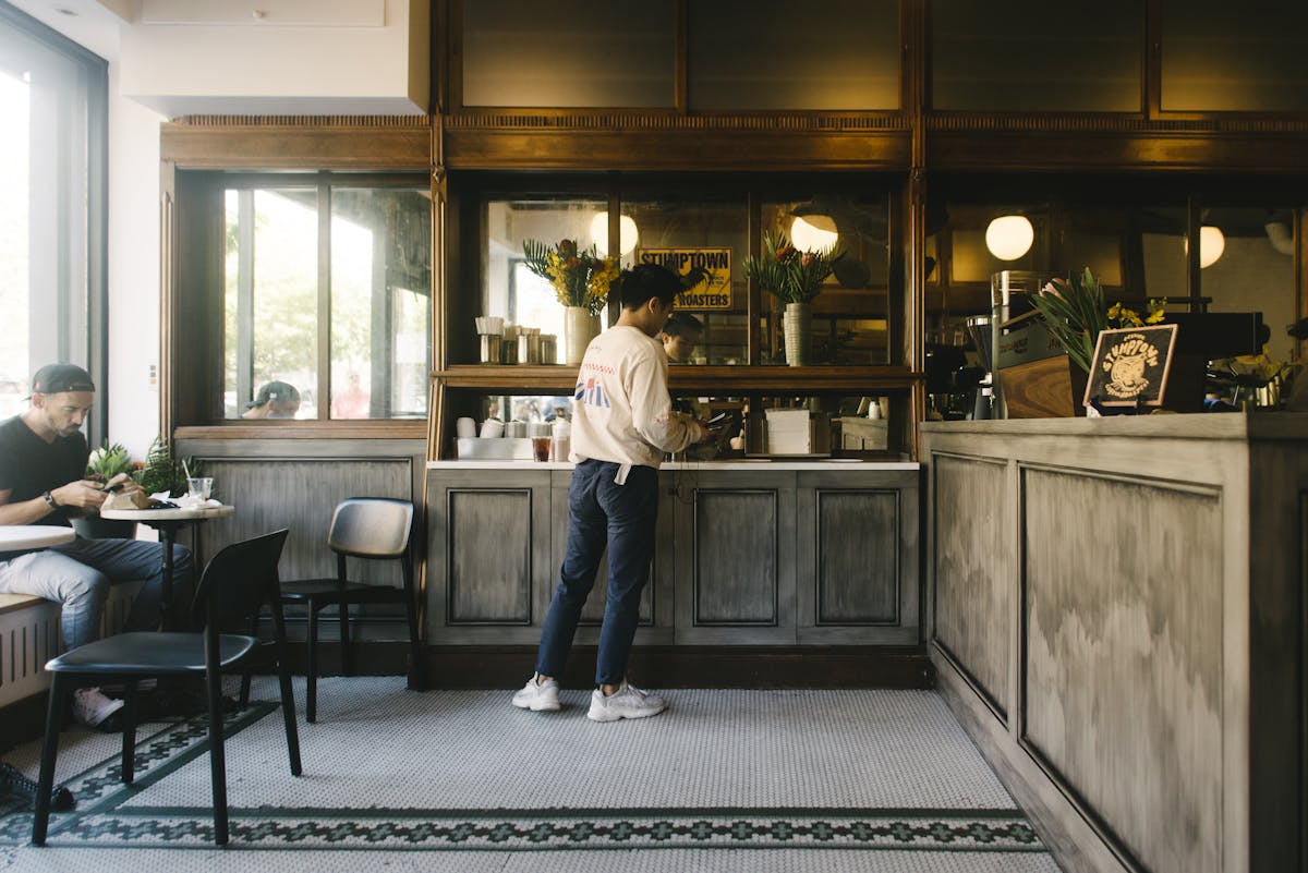 a person at a counter