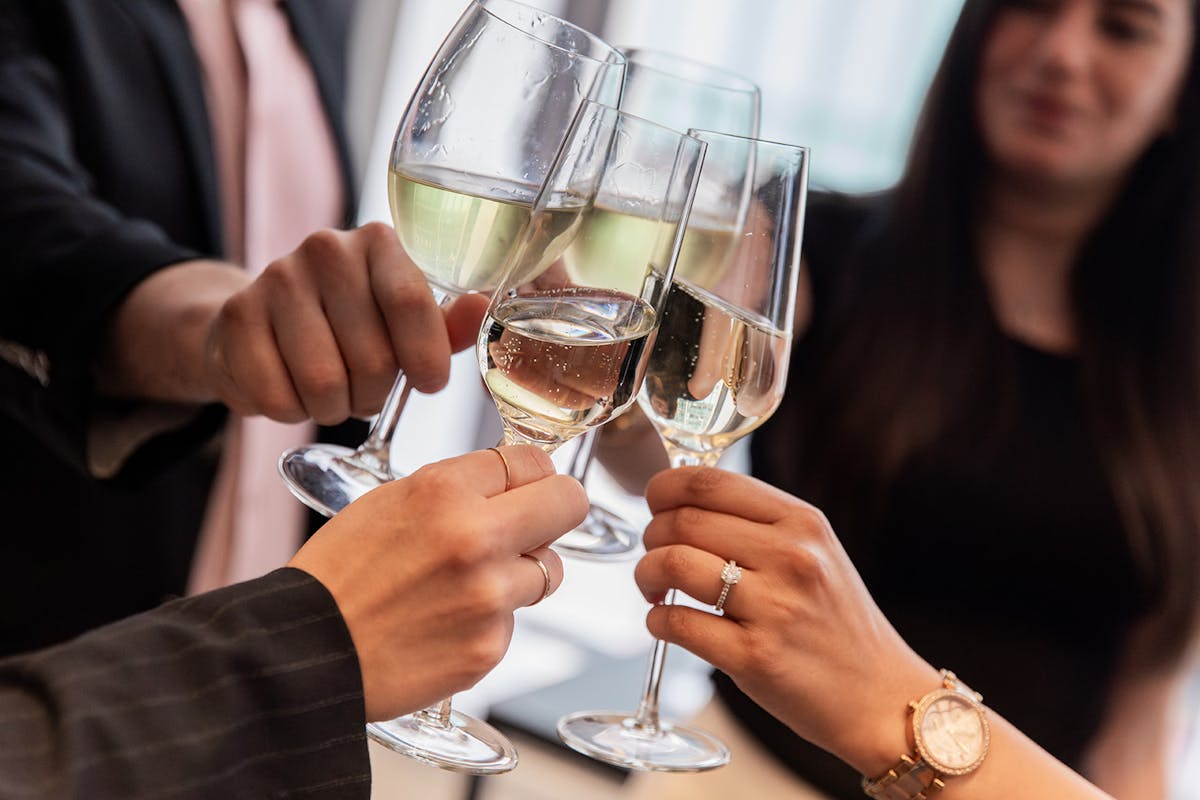 a person holding a glass of wine