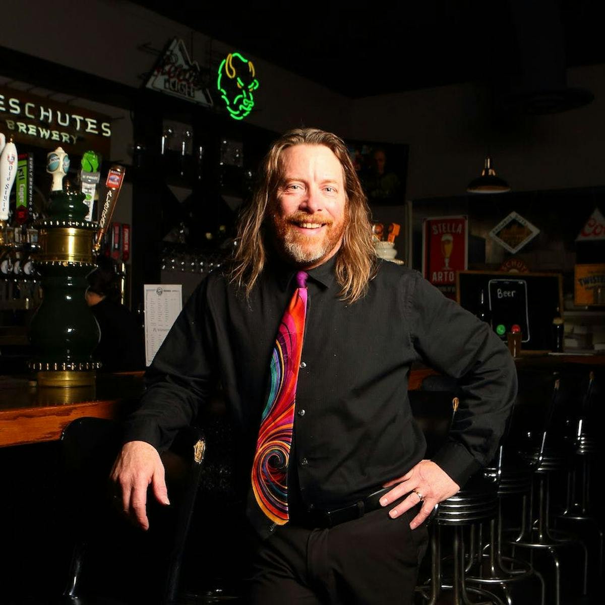 a person standing posing for the camera