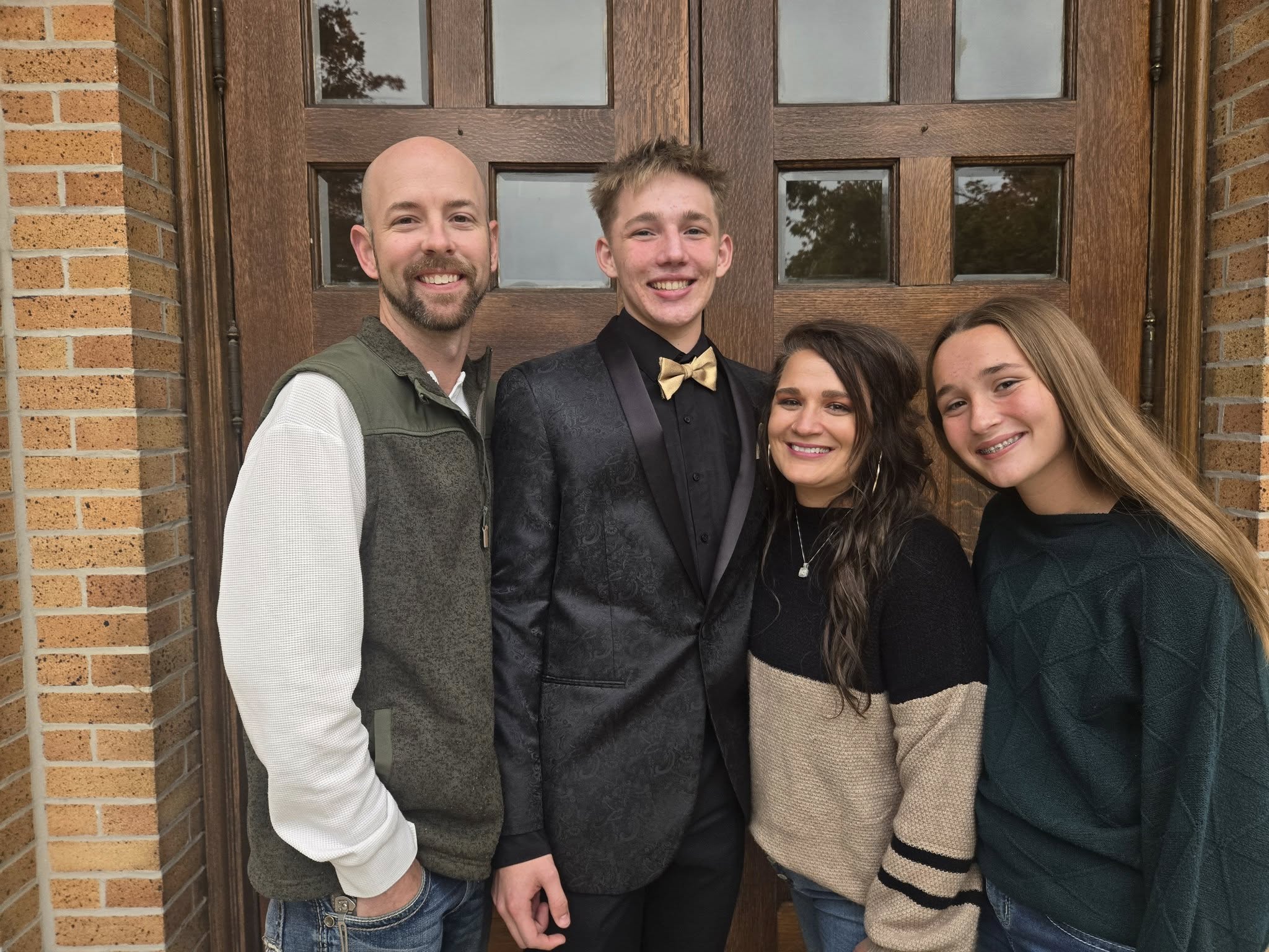 a group of people smiling