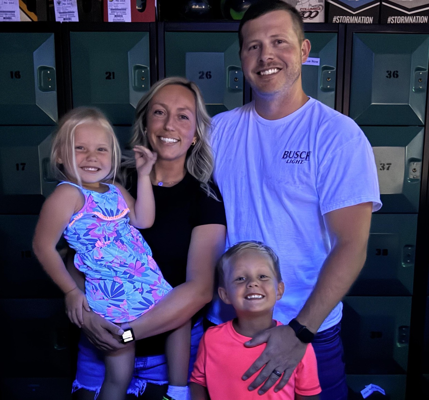 a group of people smiling