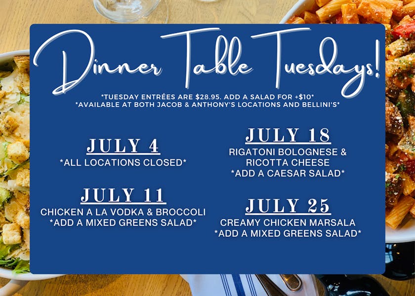 Dinner Table Tuesday Jacob and Anthony's Unique dining experience in NY